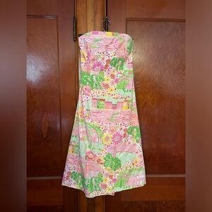 Lilly Pulitzer Strapless Dress in Spring 2005 Negresco French Riviera Pink Green